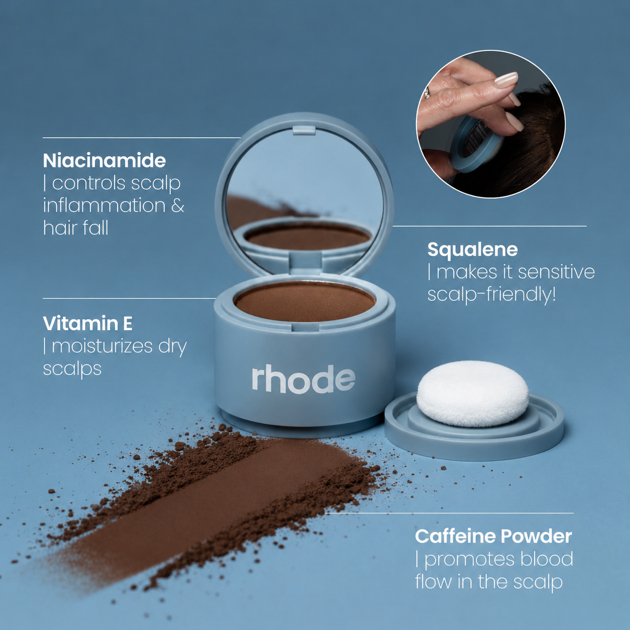 Rhode Hairline Coverage Powder, Instantly Conceal Grays & Thinning Hair