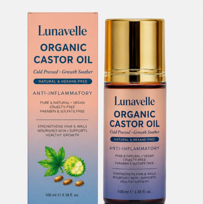 Lunavelle Organic Castor Oil – Nourishes Hair, Lashes & Skin