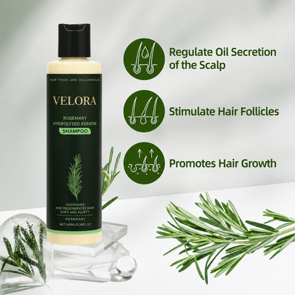 VELORA Rosemary Shampoo, Stimulate Regrowth for Thick Voluminous Hair