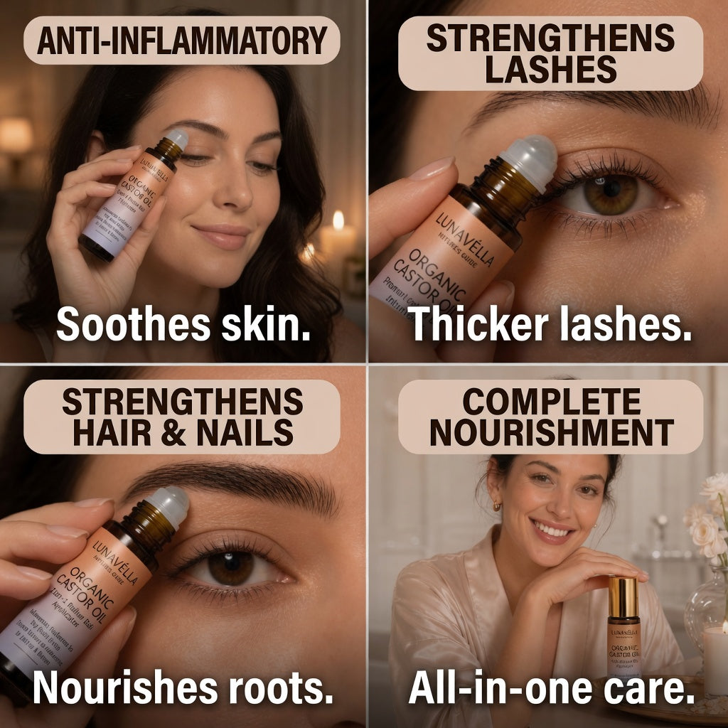 Lunavelle Organic Castor Oil – Nourishes Hair, Lashes & Skin